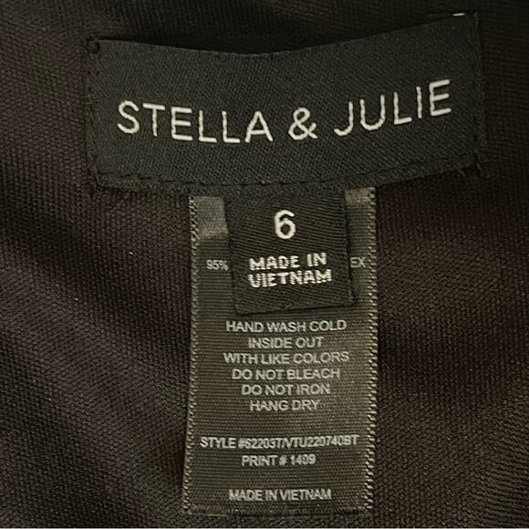 Stella & Julie Black W Metallic Floral Print Party WhimsiGoth Dress NWOT Size 6 - Picture 9 of 13